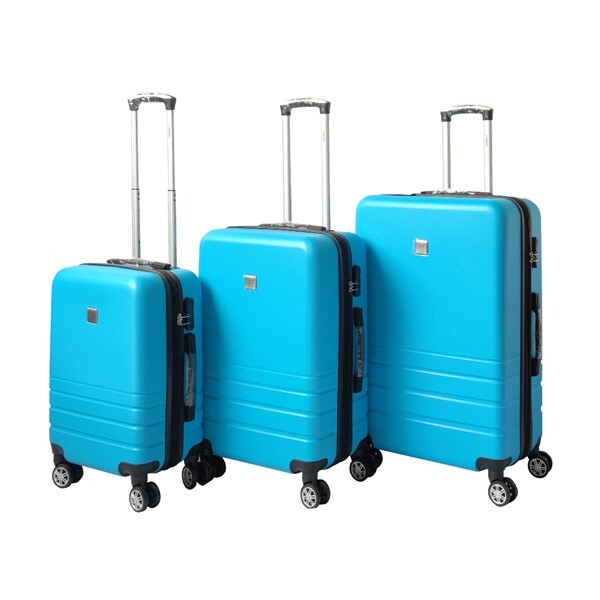 Ensemble de 3 valises extensibles en ABS YES4HOMES avec serrure à code et trolley, couleur Aqua 