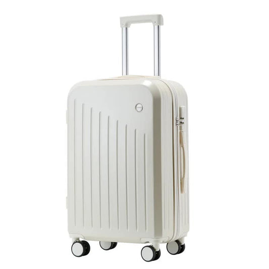 Valise cabine intelligente avec porte-gobelet et port de chargement USB - Valise à roulettes blanche 24 pouces pour voyager en toute simplicité