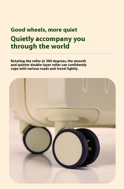 Valise cabine intelligente avec porte-gobelet et port de chargement USB - Valise à roulettes blanche 24 pouces pour voyager en toute simplicité