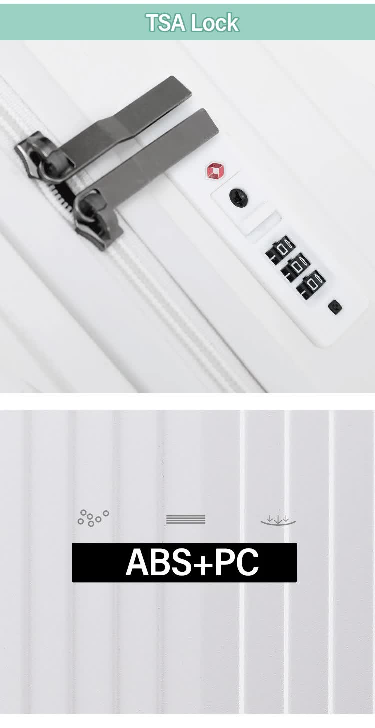 Valise rigide intelligente avec port de chargement USB et porte-gobelet - Valise à roulettes 24 pouces blanche