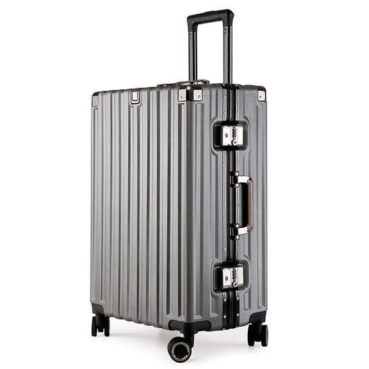 Valise rigide en alliage d'aluminium avec serrure TSA -20 à roulettes pivotantes, grise