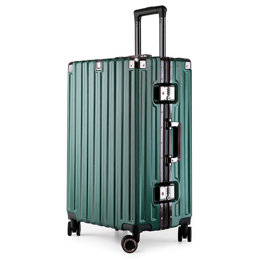 Valise rigide en alliage d'aluminium avec serrure TSA -20 à roulettes pivotantes, verte