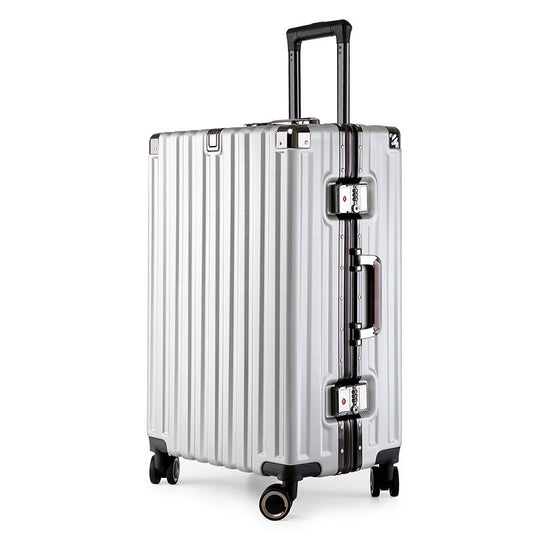 Valise rigide en alliage d'aluminium avec serrure TSA - 20 roulettes pivotantes, couleur argent