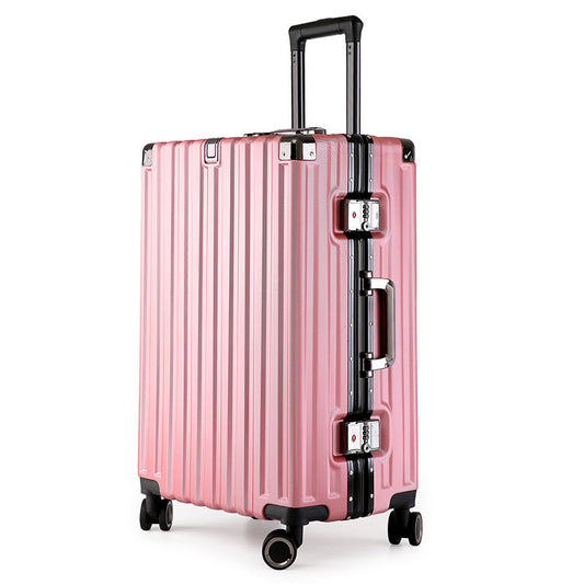 Valise rigide en alliage d'aluminium avec serrure TSA -20 à roulettes pivotantes rose