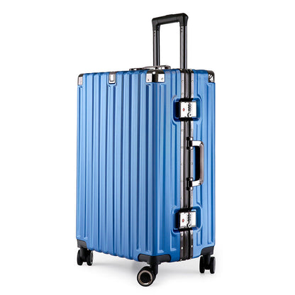 Valise rigide en alliage d'aluminium avec serrure TSA -20 à roulettes pivotantes, bleue
