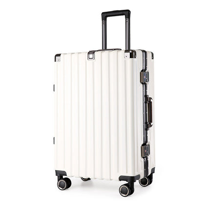 Valise rigide en alliage d'aluminium avec serrure TSA -20 à roulettes pivotantes, blanche