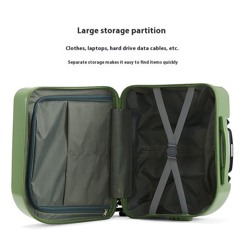 Valise cabine légère vert foncé de 45,7 cm (18 pouces) - Valise imperméable et antivol avec roulettes universelles silencieuses 